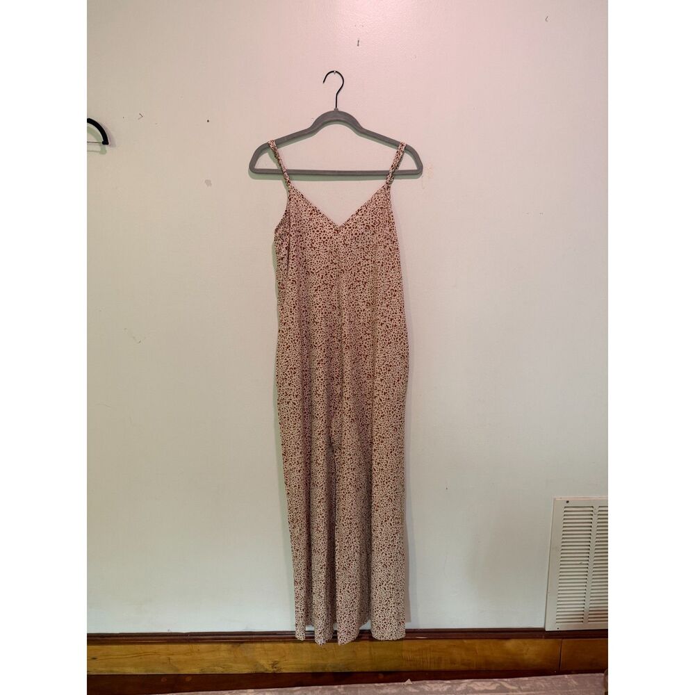 LUUKSE Leopard Spot Print Wide Leg Jumpsuit | Pink & Rust V-Neck Romper (S)